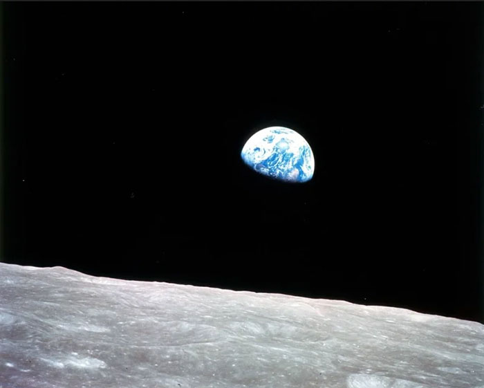 Earthrise: our home planet as seen from lunar orbit on Christmas Eve, 1968 (William Anders/NASA)
